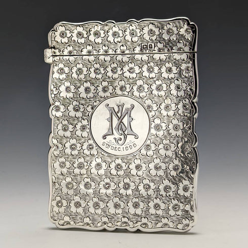 1897 British antique sterling silver card case 58g Frederick Marson