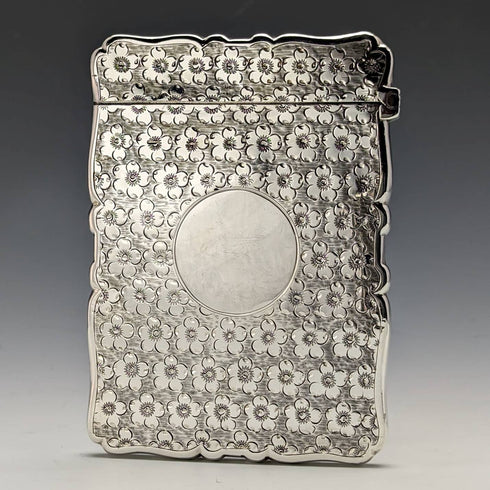 1897 British antique sterling silver card case 58g Frederick Marson