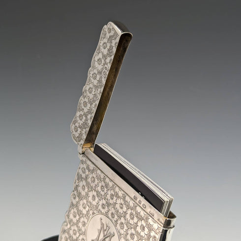 1897 British antique sterling silver card case 58g Frederick Marson