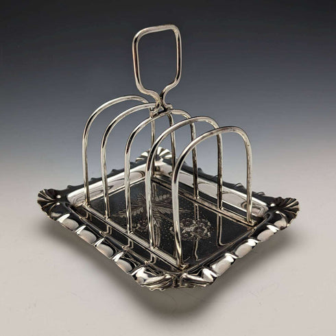 British antique silver plate flower sculpture toast rack