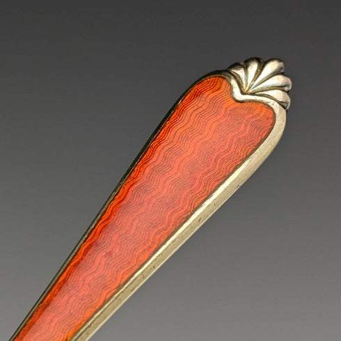 1955年 英国ヴィンテージ 純銀製ティースプーン6本セット エナメル装飾 ケース入り