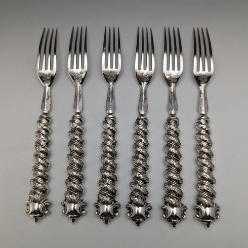 英国アンティーク ソリッドシルバーハンドル カトラリー6ペアセット MARTIN HALL