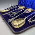 Around 1890 English antique silver plate fruit & nuts set in case