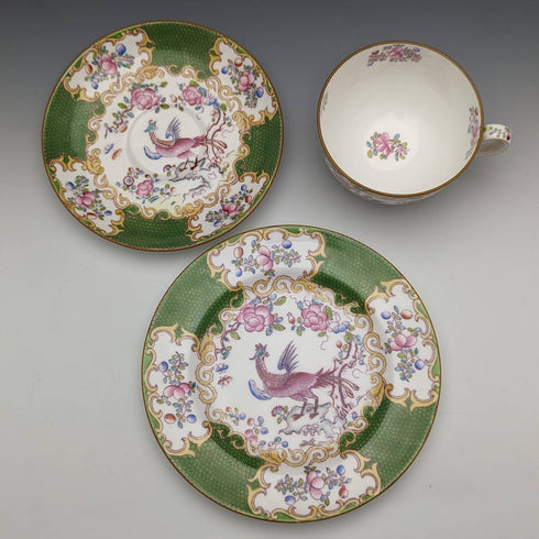 20世紀前半 英国ミントン ティーカップトリオ コカトリス グリーン 訳あり