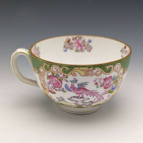 First half of the 20th century British Minton Teacup Trio Cockatrice Green with translation