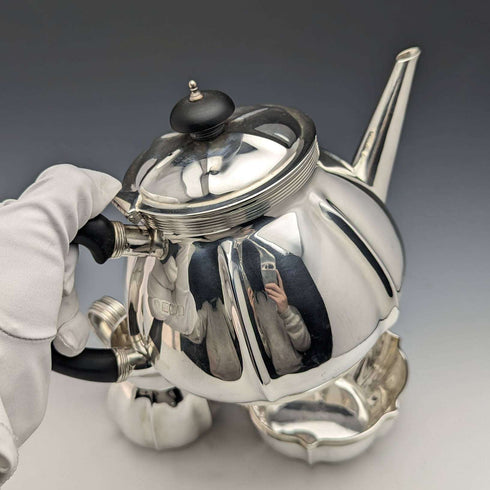 1906 British Antique Pure Silver (925 Silver) Teapot 3 Piece Set Total 783g Edward Barnard