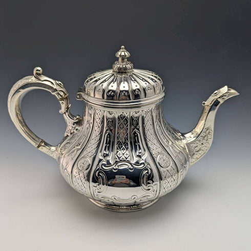 1870年代 英国アンティーク シルバープレート製ティーポット 741g Martin Hall