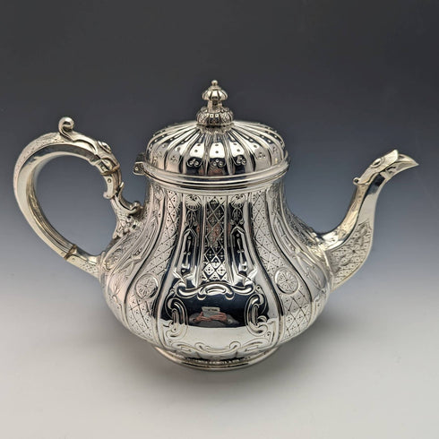 1870s English Antique Silver Plated Teapot 741g Martin Hall
