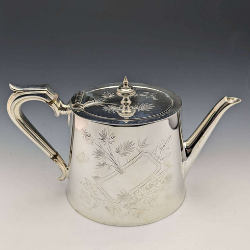 1870 年代英國古董鍍銀鼓茶壺 669 克