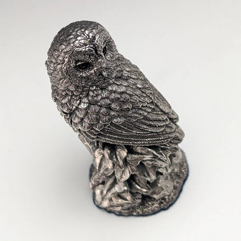 英国 カントリーアーティスト社 純銀張り彫刻 フクロウ フィギュリン 78g