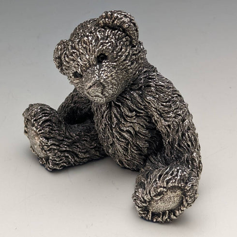 英国 カントリーアーティスト社 純銀張り彫刻 テディベア フィギュリン 117g