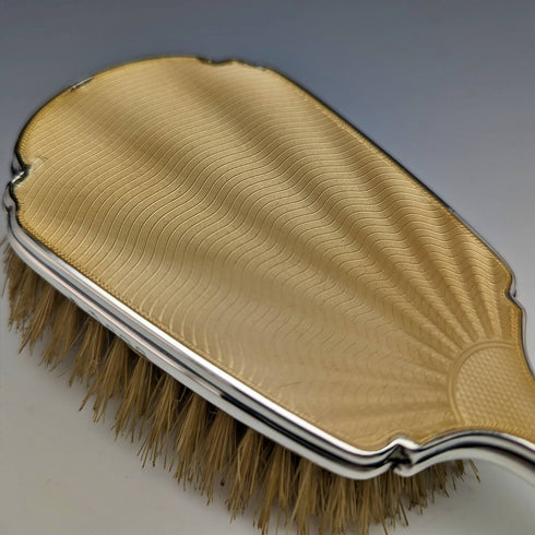 1939年 英国ヴィンテージ 純銀製ハンドル ブラシ3点セット エナメル装飾