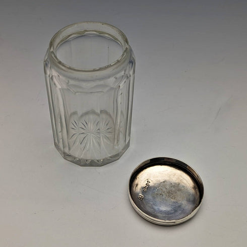 1863年 英国アンティーク 純銀蓋 ガラス容器 3個セット Pittway Brothers