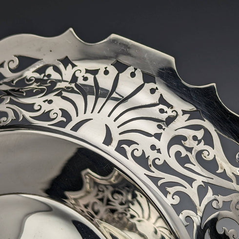 1908年 英国アンティーク 純銀製コンポート 527g Walker and Hall