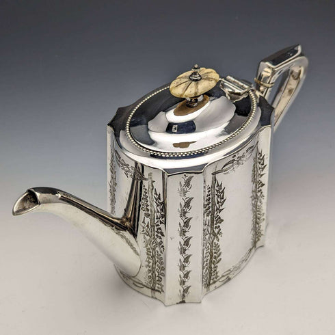 1882 English Antique Silver Plated Teapot Set of 3 John Gallimore
