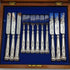 1856 British antique sterling silver cutlery 6 pair set boxed Harrison Brothers