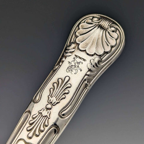 1856 British antique sterling silver cutlery 6 pair set boxed Harrison Brothers