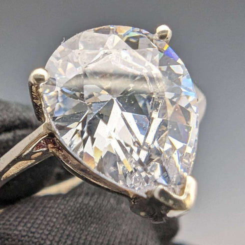 Vintage Jewellery 水滴氧化鋯純銀戒指