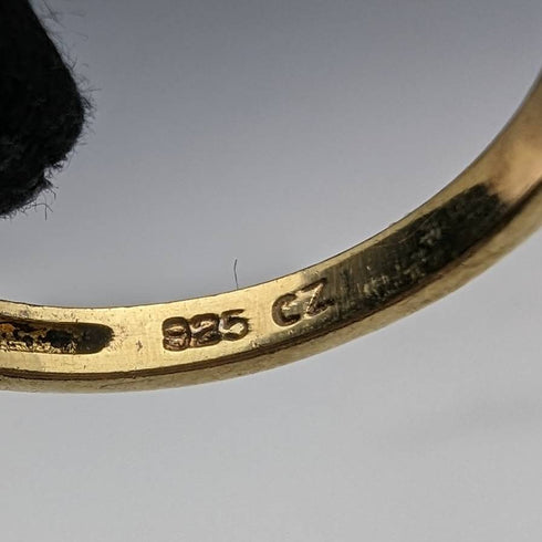 Vintage Jewelry Two-tone Stone Gold-tone Sterling Silver Ring (Size 12)