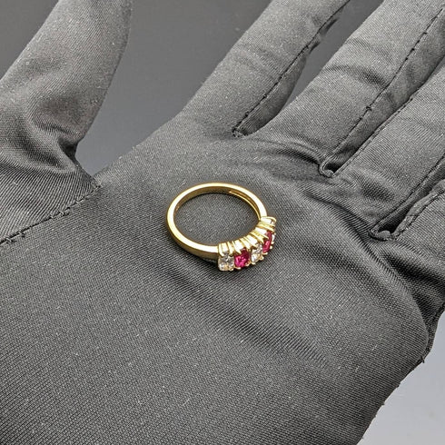 Vintage Jewelry Two-tone Stone Gold-tone Sterling Silver Ring (Size 12)