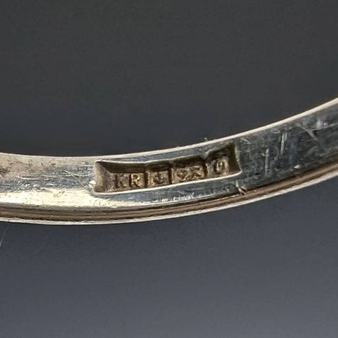 英國復古珠寶石榴石和珍珠純銀戒指