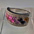 Vintage Jewelry Multicolor Sterling Silver Ring (Size 13)