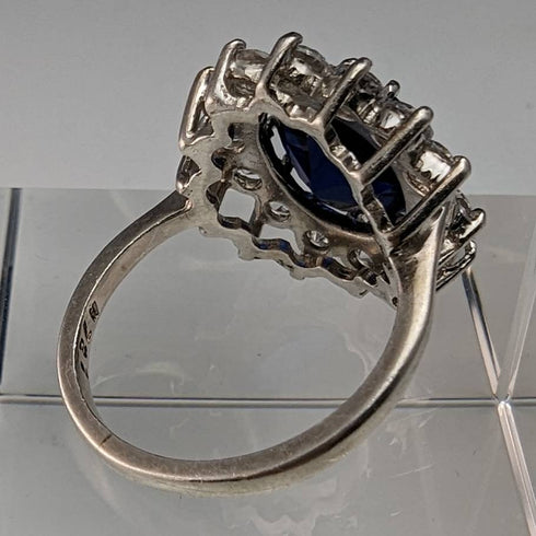 復古珠寶藍寶石純銀戒指