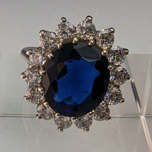 vintage jewelry blue stone sterling silver ring