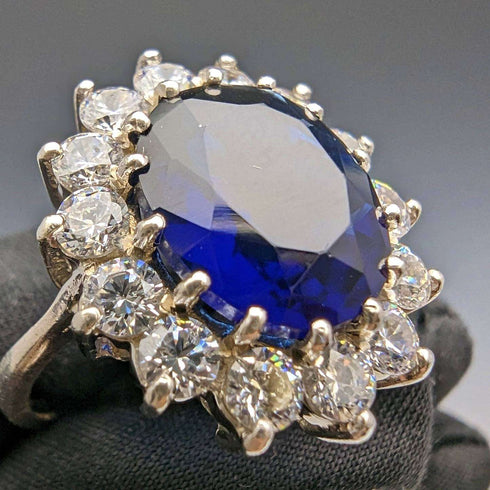 vintage jewelry blue stone sterling silver ring