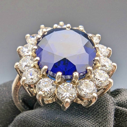 復古珠寶藍寶石純銀戒指