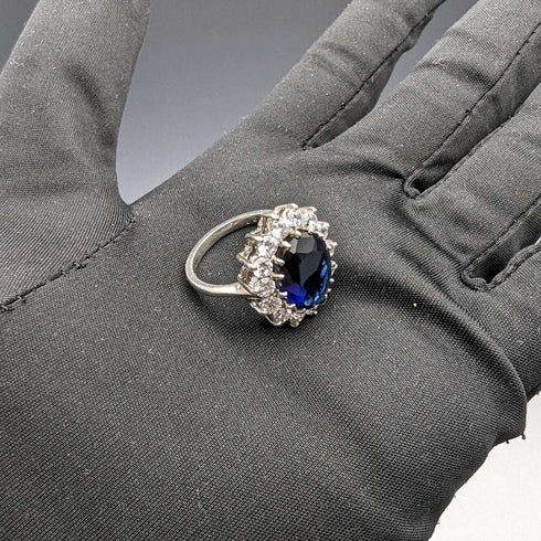 vintage jewelry blue stone sterling silver ring