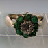 British Vintage Jewelry Emerald & Diamond Sterling Silver Ring