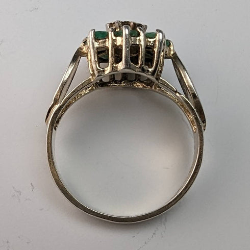 英國復古珠寶祖母綠和鑽石純銀戒指