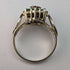 British Vintage Jewelry Emerald & Diamond Sterling Silver Ring