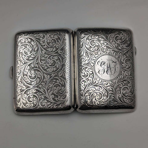 1915年 英国アンティーク 純銀製シガレットケース 70g Joseph Gloster