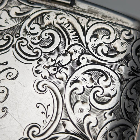 1912年 英国アンティーク 純銀製 ダブルヒンジ シガレットケース 78g Smith and Bartlam