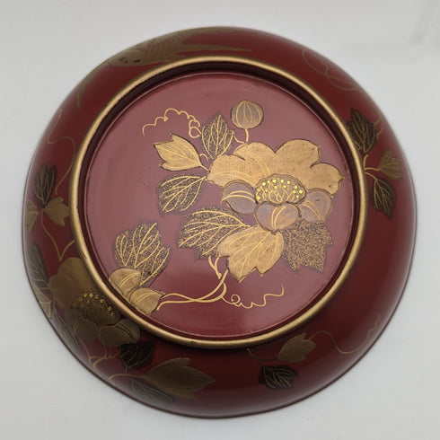 Japanese Antique Meiji Era Kyoto Lacquerware Soup Bowl with Lid Set of 5