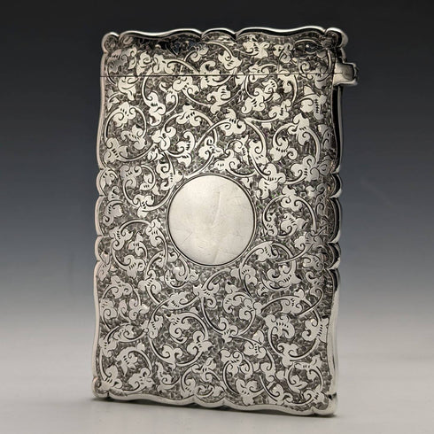 1887 British antique sterling silver card case 46g Frederick Marson