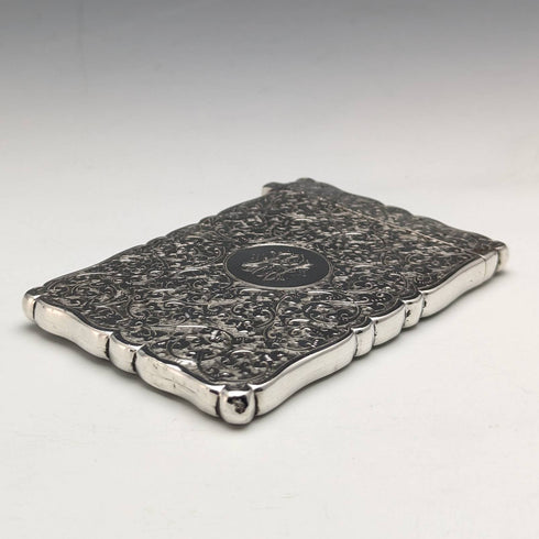1887 British antique sterling silver card case 46g Frederick Marson
