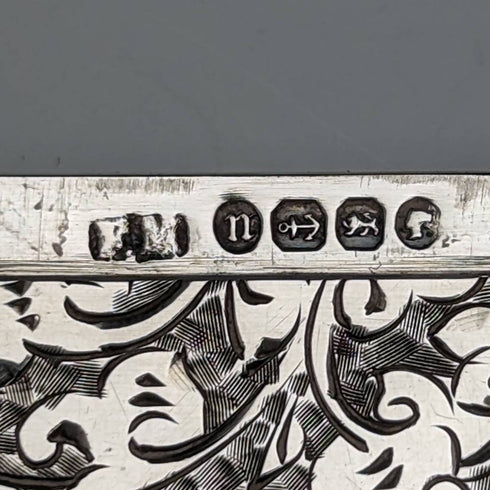1887 British antique sterling silver card case 46g Frederick Marson