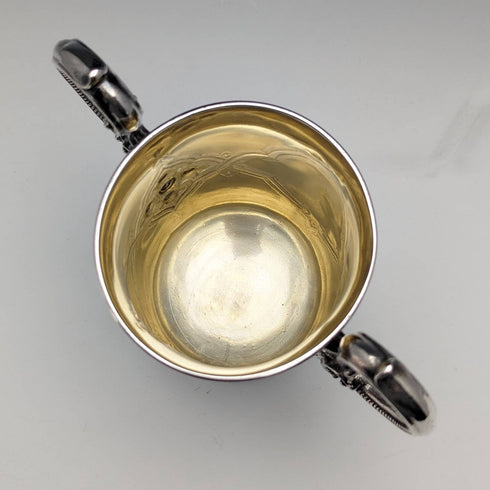 1862 British Antique Sterling Silver Double Handle Mug Cup 169g Barnard