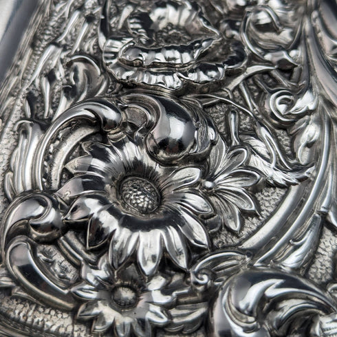 1902 British Antique Sterling Silver Relief Engraving Dressing Table Tray 306g