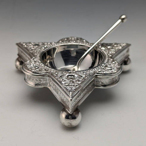 英国アンティーク シルバープレート製 ソルトディッシュ&スプーン6ペアセット ケース入り