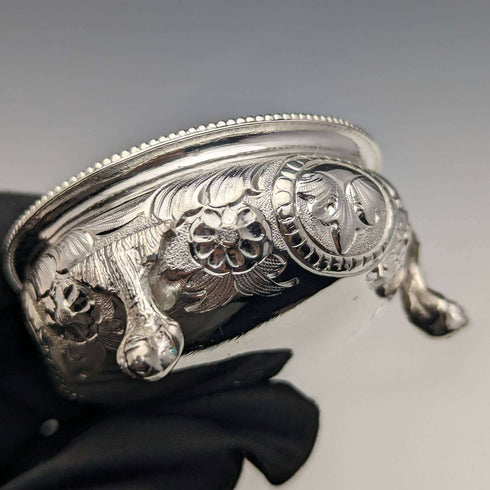 1900年頃 英国アンティーク シルバープレート製 ソルトディッシュ&スプーン6ペアセット ケース入り