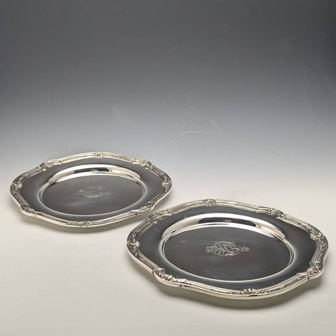 Around 1900 American Antique Sterling Silver Side Plate Pair Total 366g