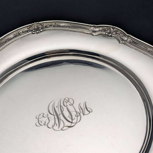 Around 1900 American Antique Sterling Silver Side Plate Pair Total 366g