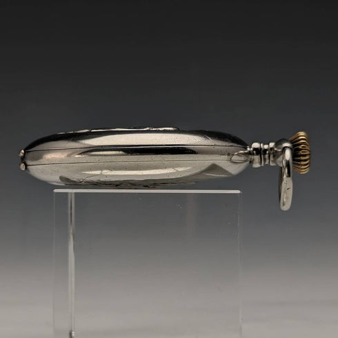 Antique Swiss GLOBE pocket watch relief engraving silver side hunter case works well