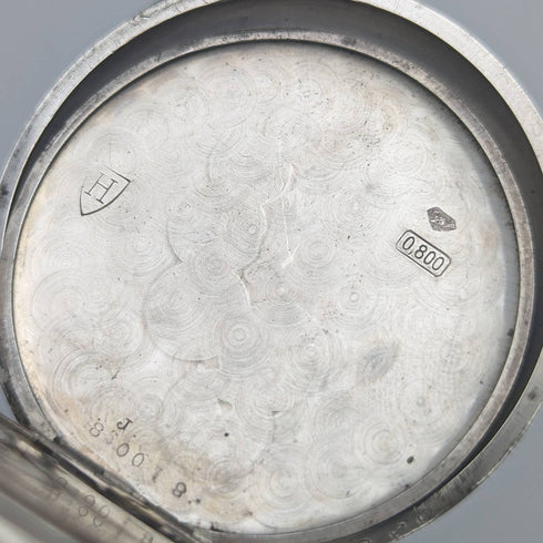 Antique Swiss GLOBE pocket watch relief engraving silver side hunter case works well