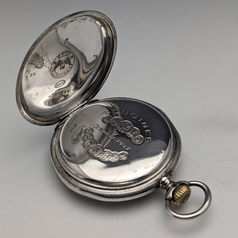 Around 1925 Vintage Longines pocket watch silver side hunter case works well