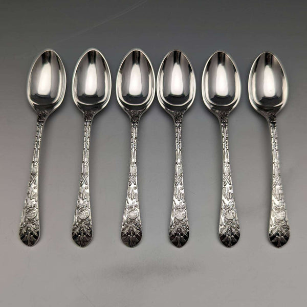 Around 1875 Set of 6 English Antique Silver Plated Teaspoons